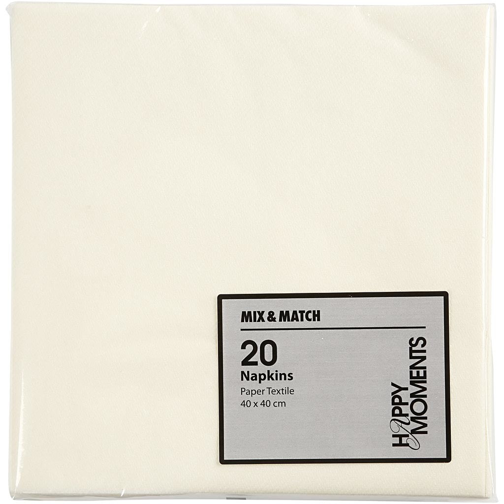 Table Napkins, size 40x40 cm, 60 g, off-white, 20 pc/ 1 pack [HOB-598021]