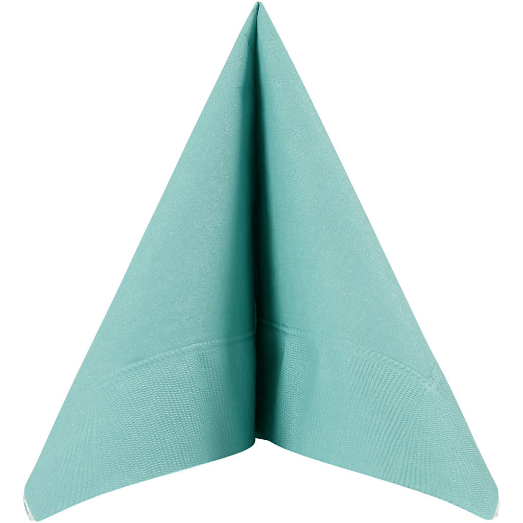 Table Napkins, white back, size 33x33 cm, light turquoise, 20 pc/ 1 pack [HOB-599016]