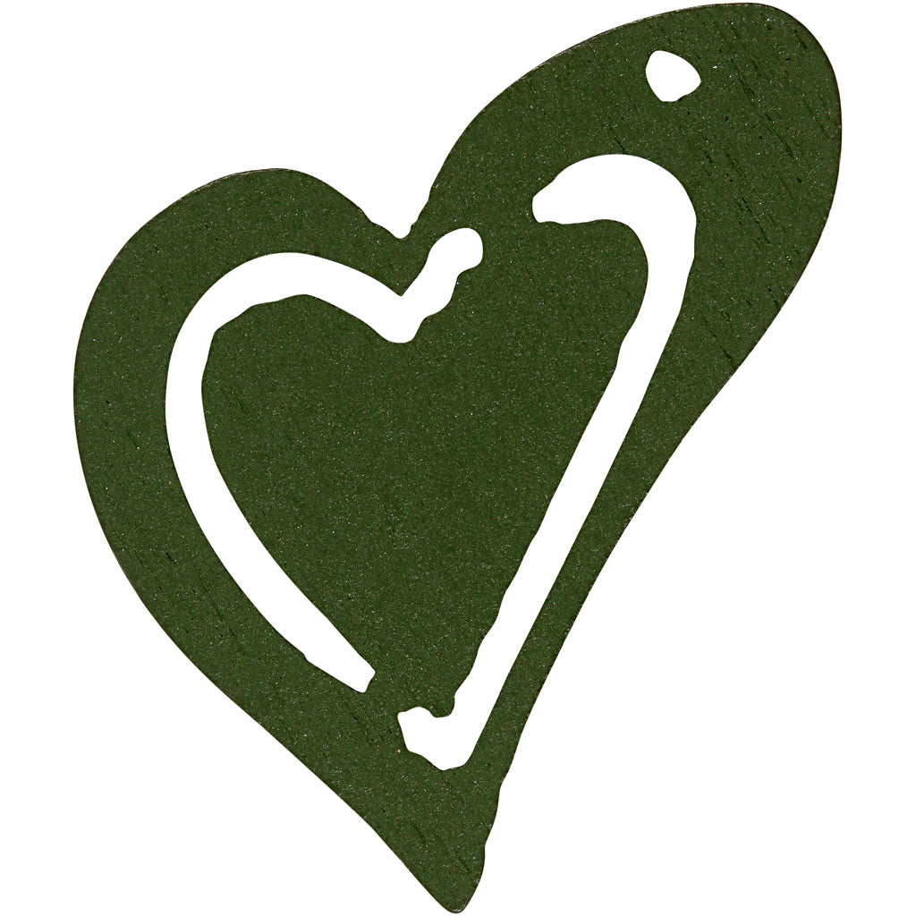 Heart, size 25x22 mm, thickness 1,7 mm, dark green, 20 pc