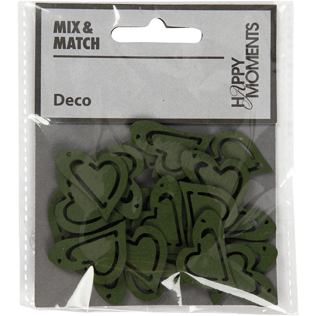 Heart, size 25x22 mm, thickness 1,7 mm, dark green, 20 pc/ 1 pack [HOB-599215]