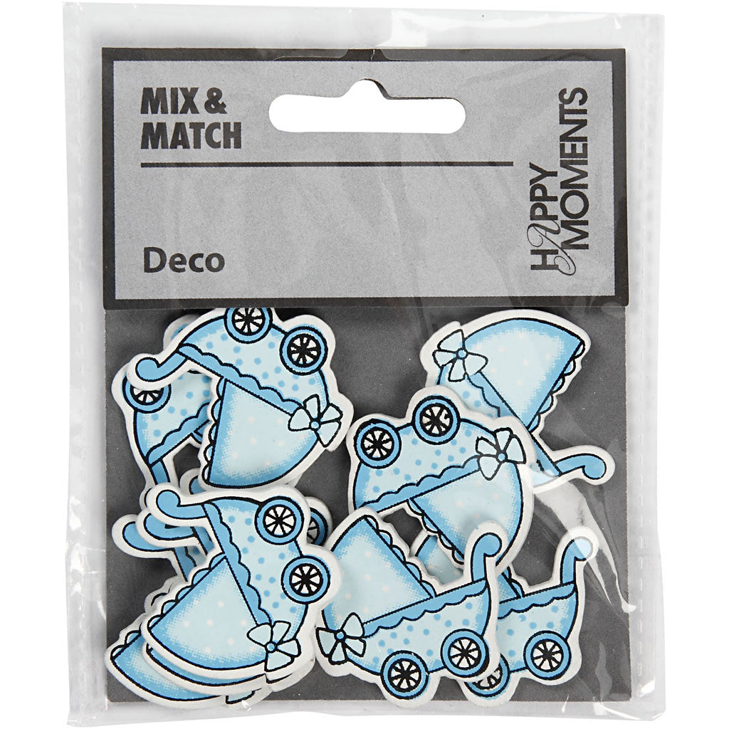 Pram, size 34x31 mm, thickness 1,7 mm, light blue, 10 pc/ 1 pack [HOB-599711]