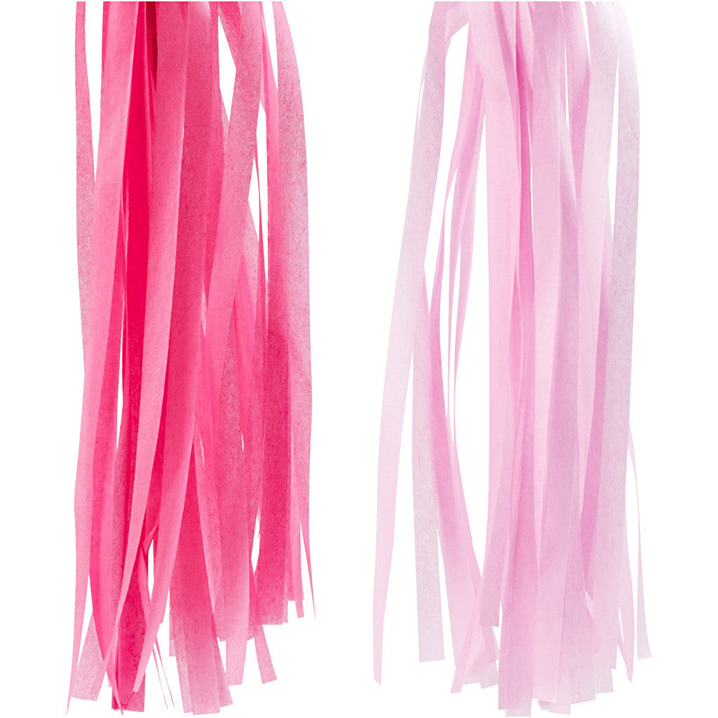 Paper Tassel, size 12x35 cm, pink, light red, 12 pc/ 1 pack [HOB-599809]