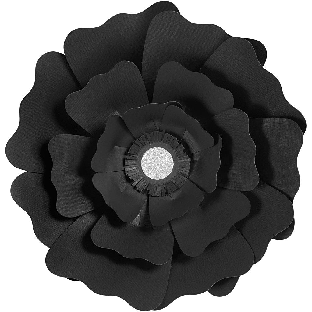 Paper Flowers, dia. 15+25 cm, 230 g, black, 2 pc/ 1 pack [HOB-599902]