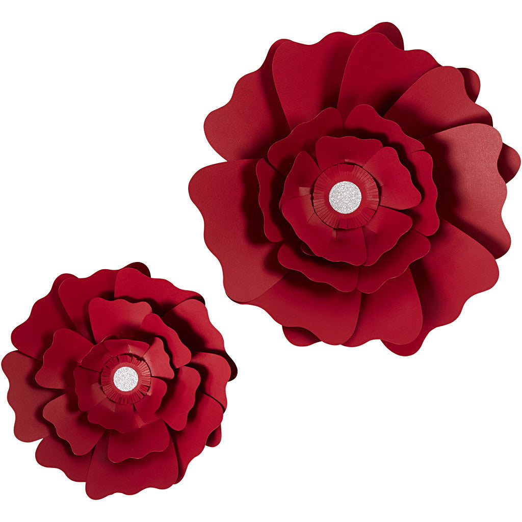 Paper Flowers, dia. 15+25 cm, 230 g, red, 2 pc/ 1 pack [HOB-599903]