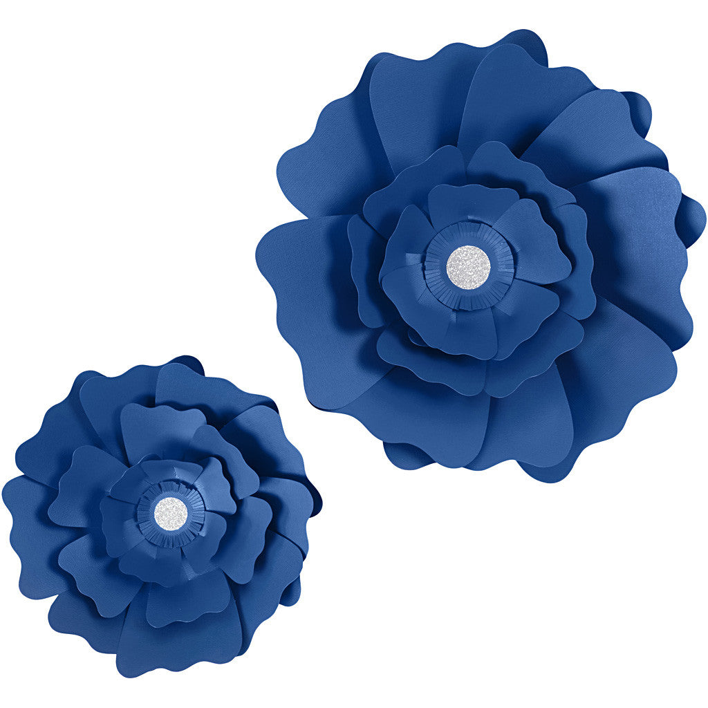 Paper Flowers, dia. 15+25 cm, 230 g, blue, 2 pc/ 1 pack [HOB-599904]