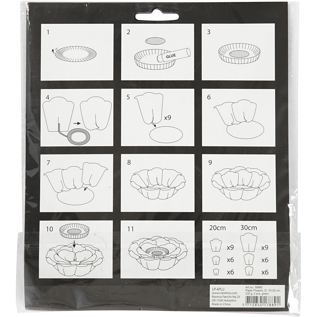 Paper Flowers, dia. 15+25 cm, 230 g, light red, 2 pc/ 1 pack [HOB-599909]