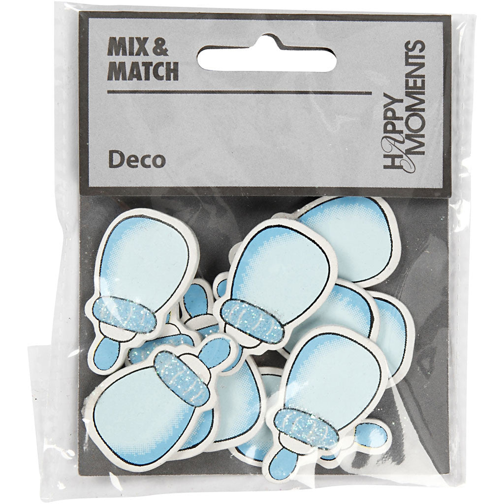 Milk Bottle, size 22x37 mm, thickness 1,7 mm, glitter, light blue, 10 pc/ 1 pack [HOB-599911]