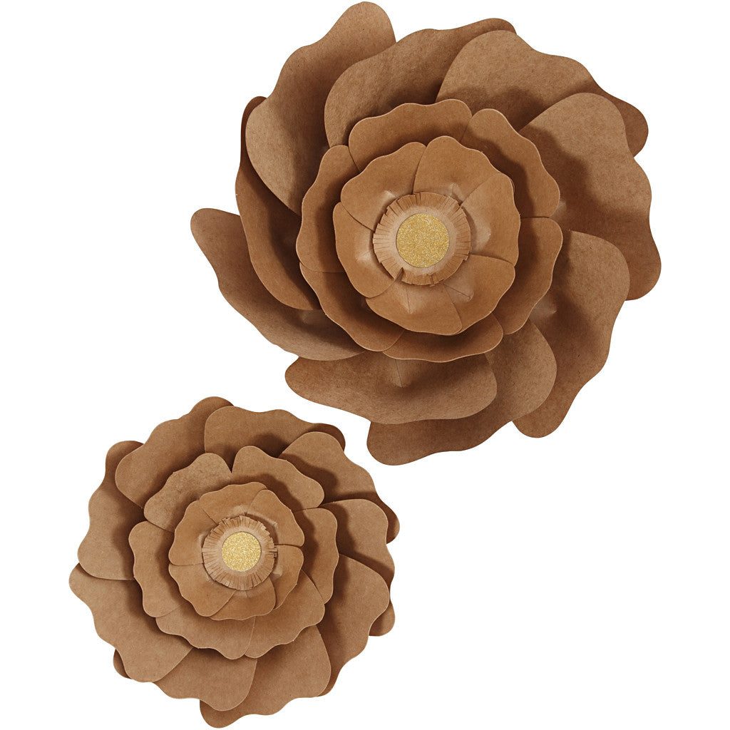 Paper Flowers, dia. 15+25 cm, natural, 2 pc/ 1 pack [HOB-599916]