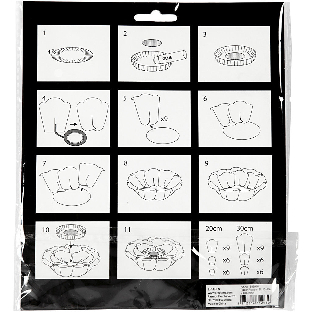 Paper Flowers, dia. 15+25 cm, natural, 2 pc/ 1 pack [HOB-599916]