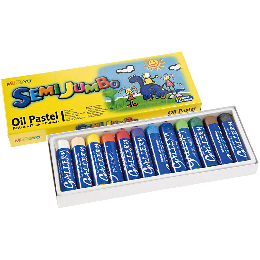 Mungyo Maxi oil pastel, thickness 17 mm, assorted colours, 12 pc/ 1 pack [HOB-416112]