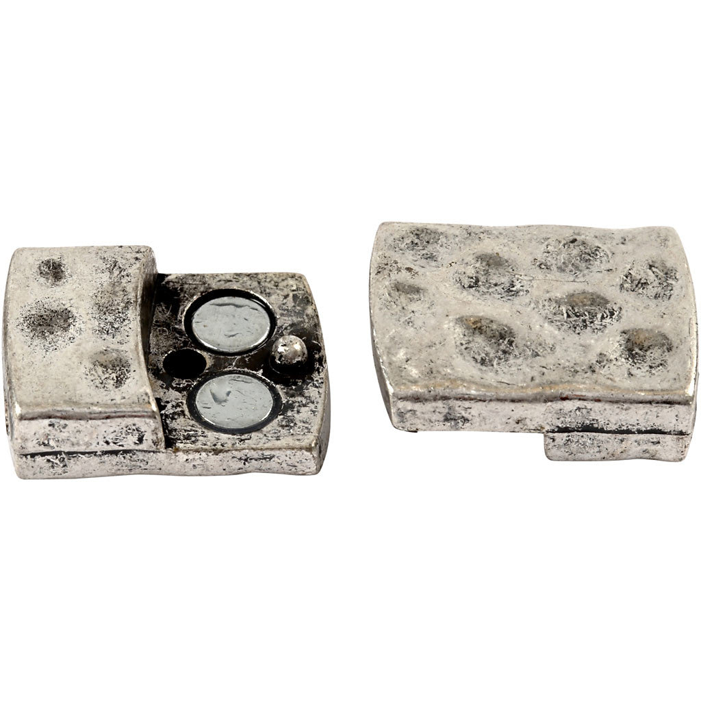 Magnetic Clasp, size 7x29 mm, hole size 3x10 mm, antique silver, 1 pc [HOB-600010]