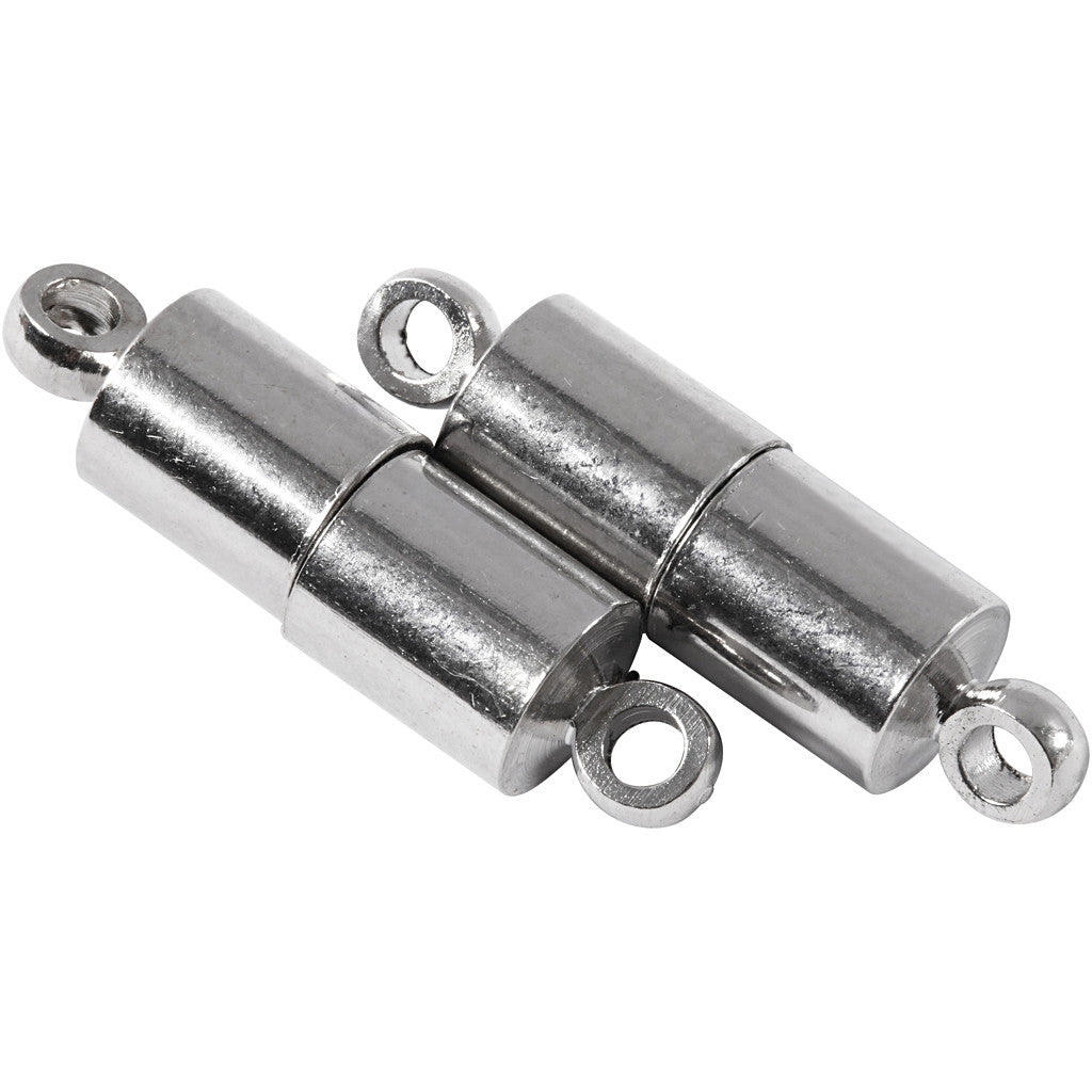 Magnetic Clasp, L: 15 mm, dia. 5 mm, silver-plated, 10 pc/ 1 pack [HOB-60027]