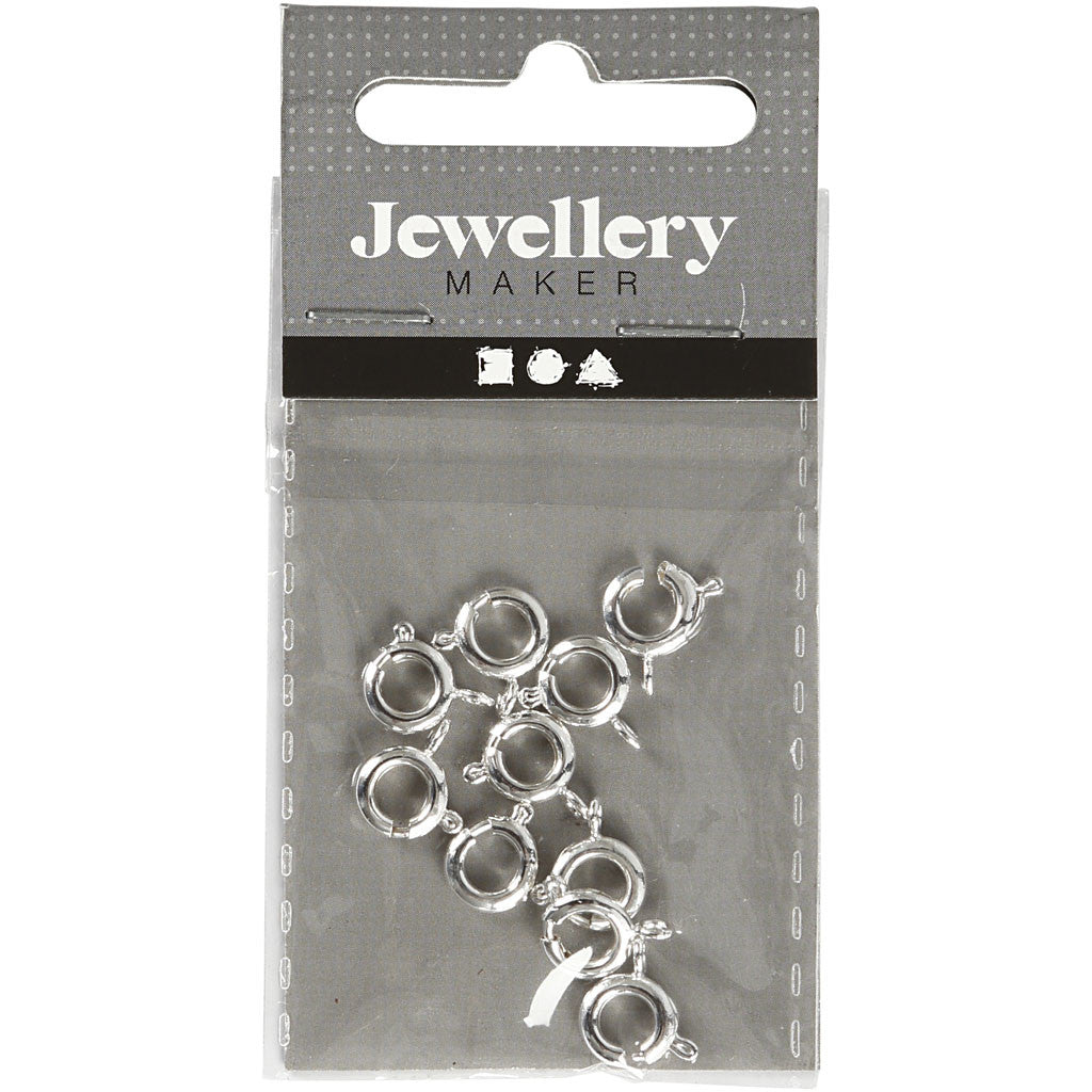 Spring Ring Clasps, dia. 7 mm, silver, 10 pc/ 1 pack [HOB-600300]