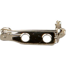Brooch Backs, L: 15 mm, silver-plated, 100 pc/ 1 pack [HOB-600701]