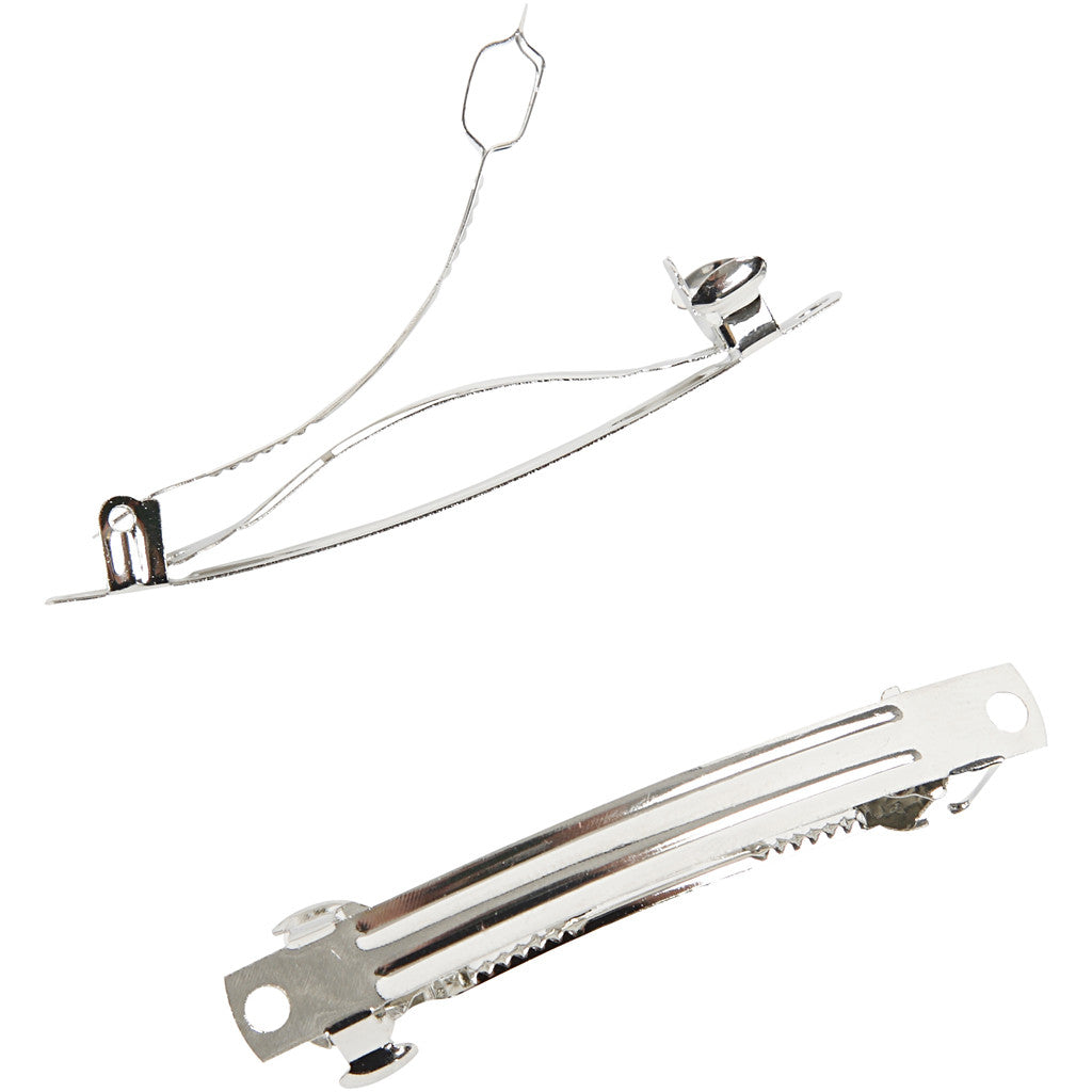 Barrettes, L: 6 cm, W: 6 mm, silver-plated, 20 pc/ 1 pack [HOB-600862]