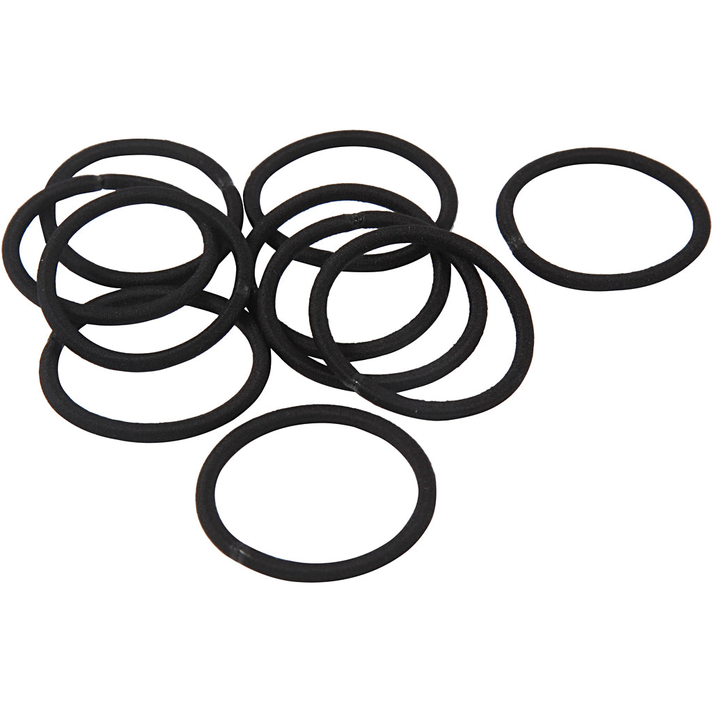 Hair elastics, dia. 45 mm, black, 10 pc/ 1 pack [HOB-600985]