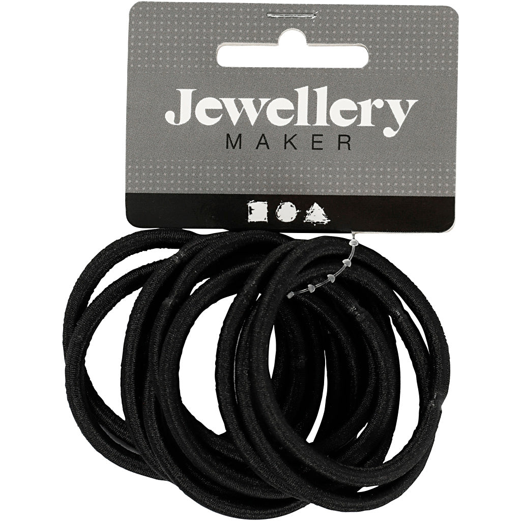 Hair elastics, dia. 45 mm, black, 10 pc/ 1 pack [HOB-600985]
