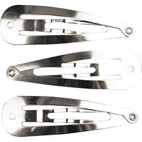 Hair Clips, L: 45 mm, W: 14 mm, silver-plated, 10 pc/ 1 pack [HOB-600991]