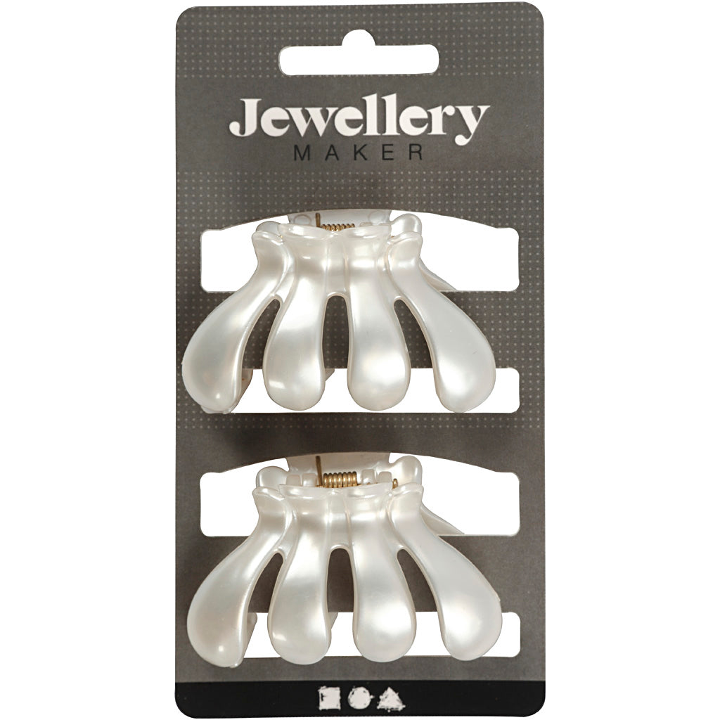 Hair Claw, L: 60 mm, W: 38 mm, mother-of-pearl, 2 pc/ 1 pack [HOB-600997]