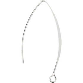 Ear Hanger, H: 42 mm, hole size 2 mm, silver-plated, 4 pc/ 1 pack [HOB-601250]