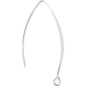 Ear Hanger, H: 42 mm, hole size 2 mm, silver-plated, 30 pc/ 1 pack [HOB-60125]
