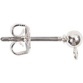 Stud Earrings, L: 13 mm, silver-plated, 100 pc/ 1 pack [HOB-603101]