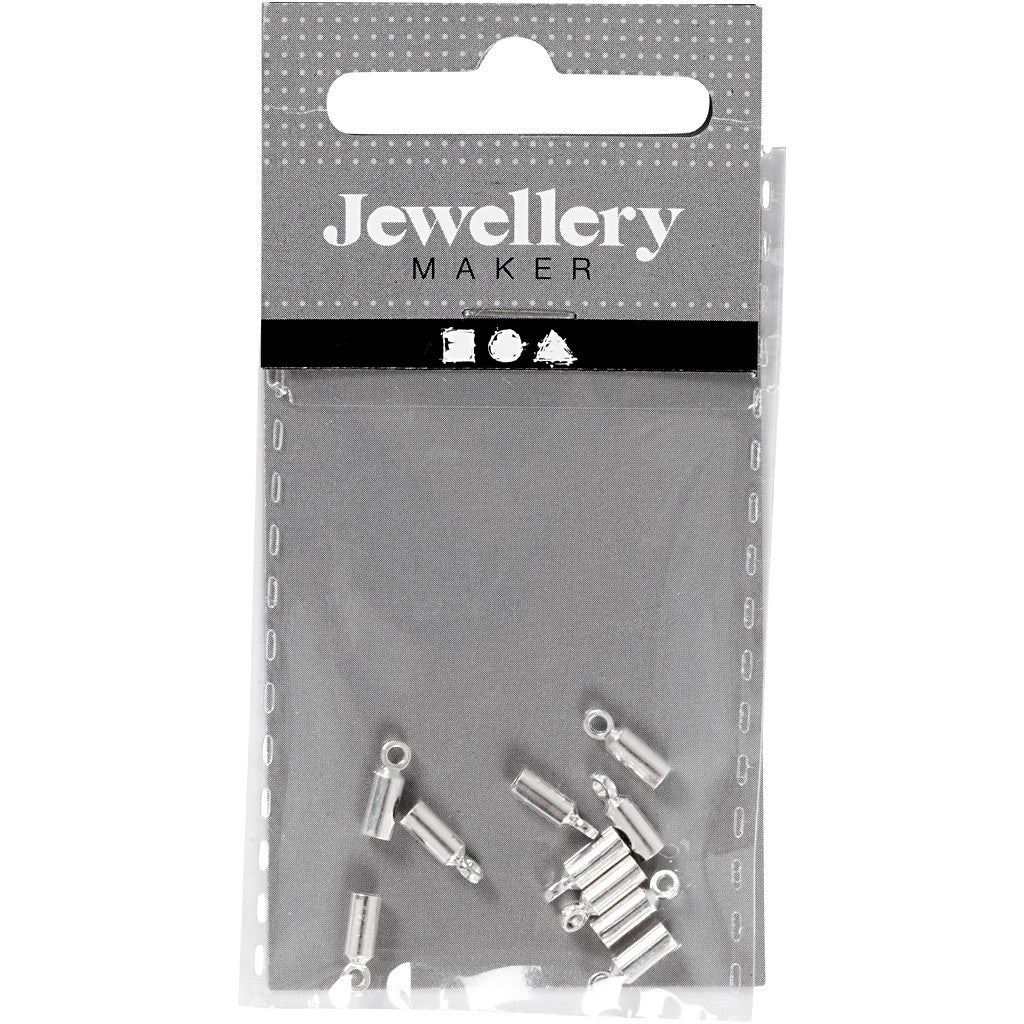 End Caps, L: 8 mm, dia. 2 mm, silver-plated, 10 pc/ 1 pack [HOB-604910]
