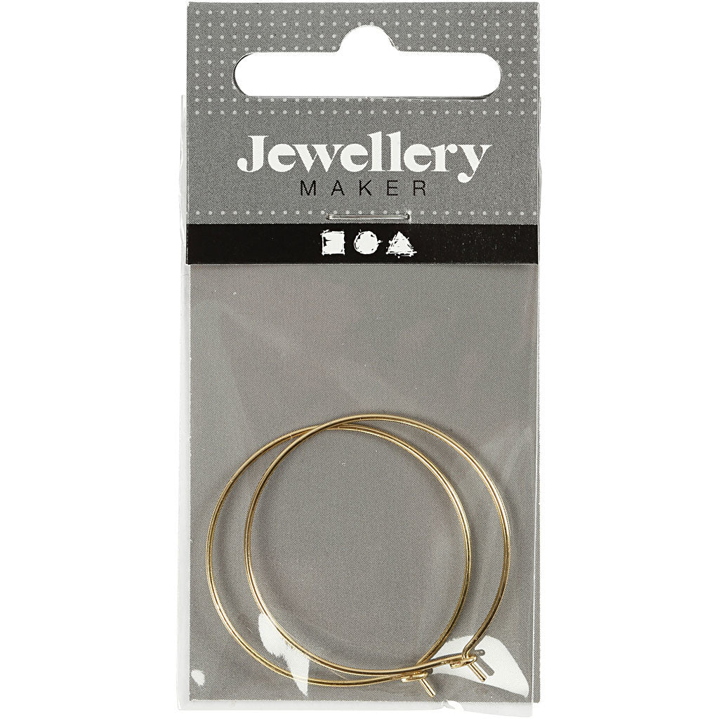 Beading Hoops, dia. 30 mm, gold-plated, 6 pc/ 1 pack [HOB-60573]