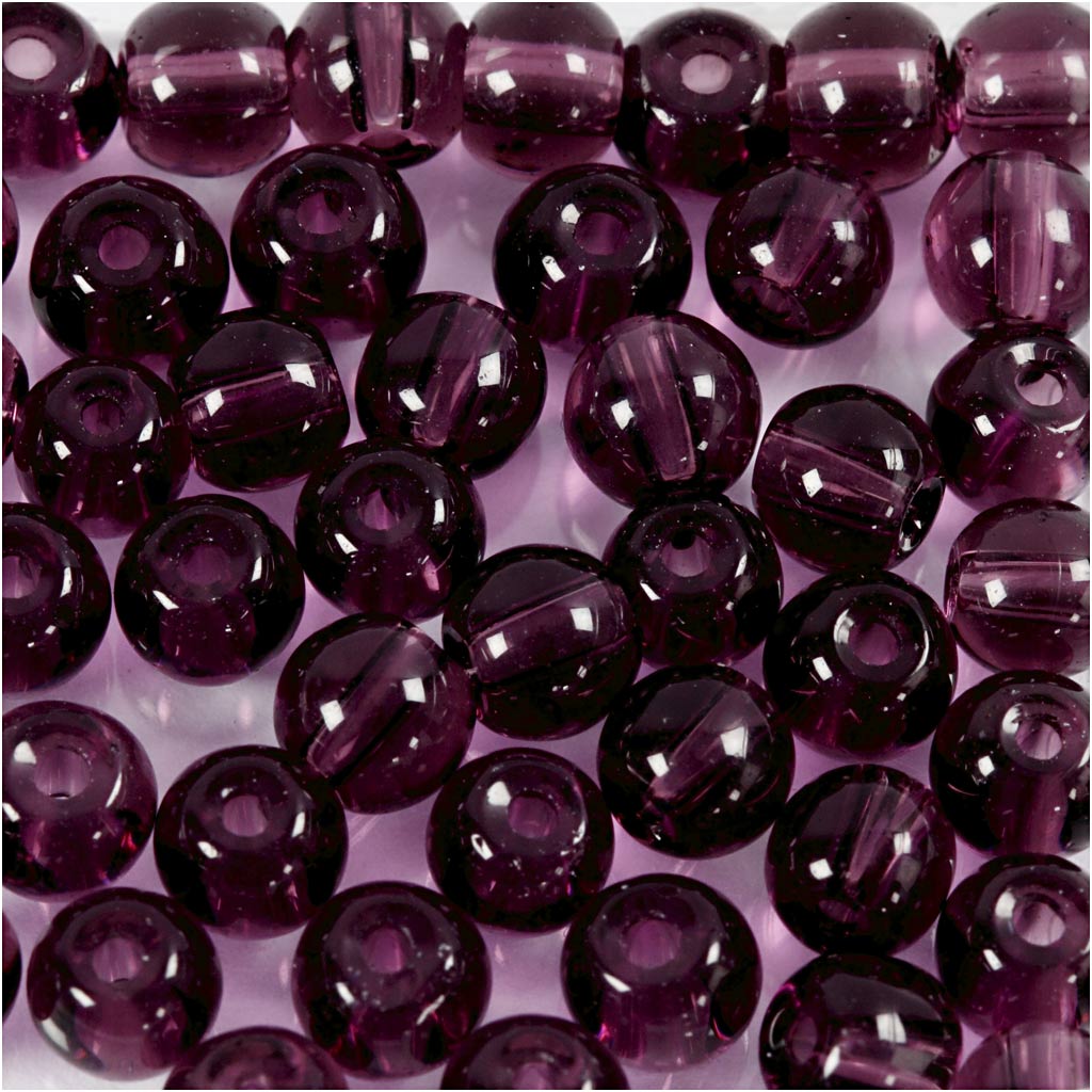 Glass Beads, dia. 4 mm, hole size 1 mm, purple, 45 pc