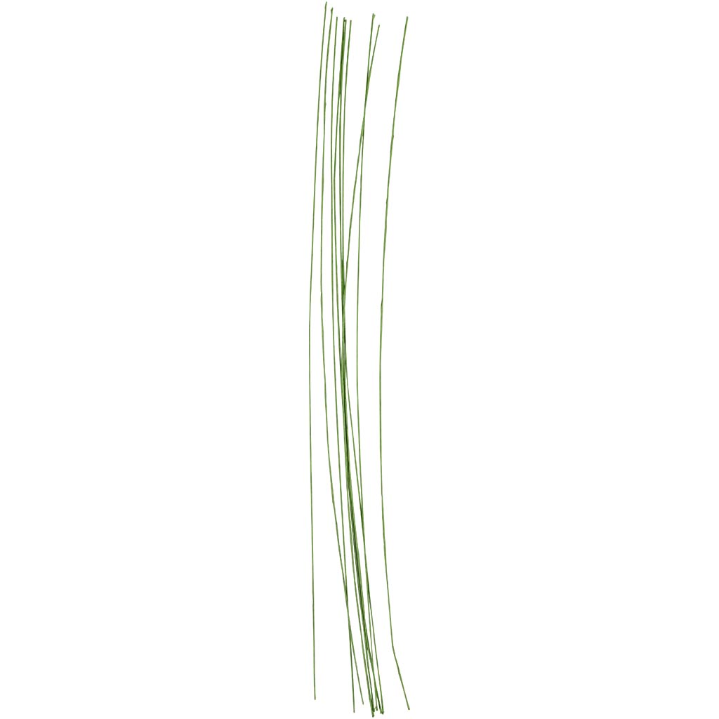 Floral stem wire, L: 30 cm, dia. 0,6 mm, green, 20 pc