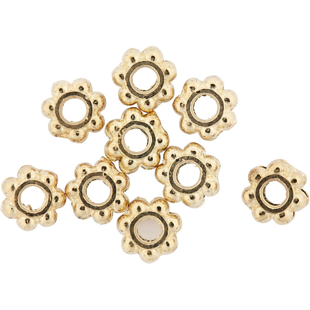 Spacer Bead, dia. 6 mm, hole size 2 mm, gold-plated, 100 pc/ 1 pack [HOB-61043]