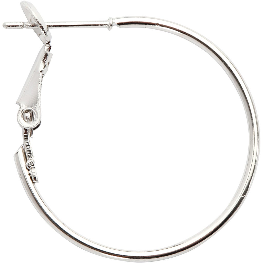 Earrings, dia. 25 mm, silver-plated, 8 pc/ 1 pack [HOB-61065]