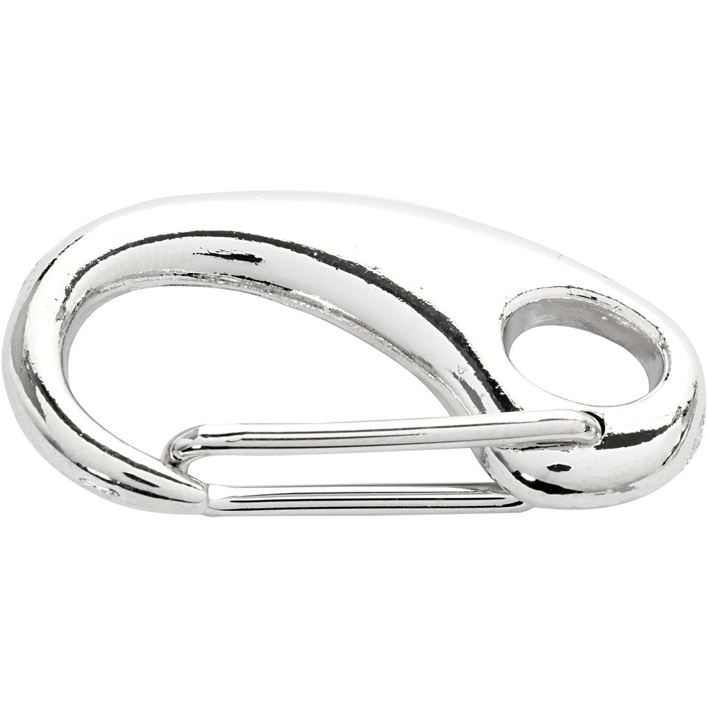 Lobster Claw Clasps, L: 30 mm, W: 15 mm, silver-plated, 2 pc/ 1 pack [HOB-61163]