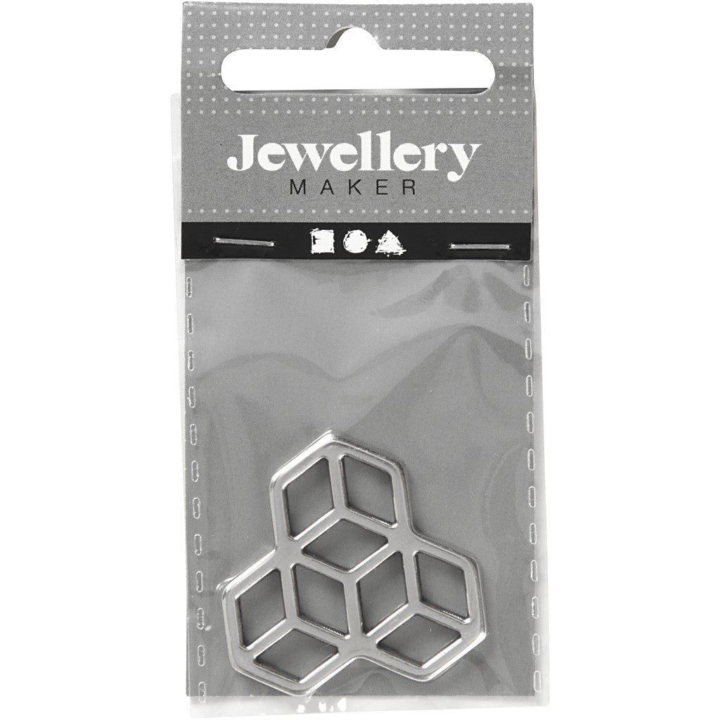 Jewellery Pendant, dia. 30 mm, silver-plated, 1 pc [HOB-61165]