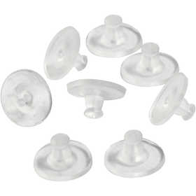 Earring Stud Backs, dia. 10 mm, transparent, 10 pair/ 1 pack [HOB-61171]