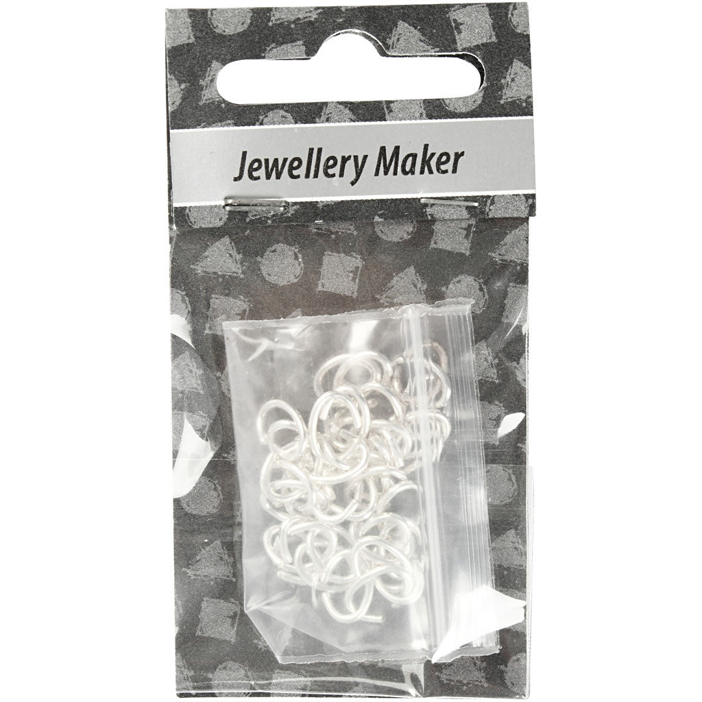 Oval Jump Rings, thickness 1 mm, silver-plated, 40pc/ 1 pack [HOB-613740]