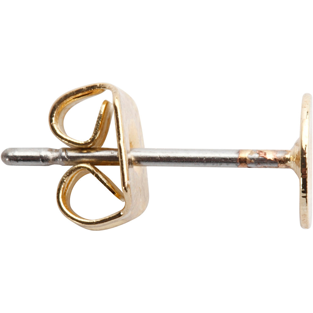 Stud Earrings, L: 13 mm, gold-plated, 10 pc