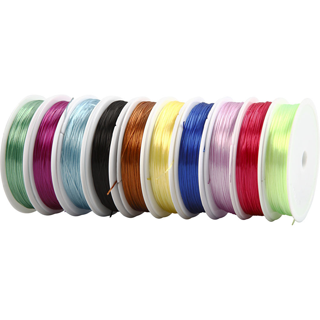 Elastic Cord, thickness 1 mm, assorted colours, 10x25 m/ 1 pack [HOB-61536]