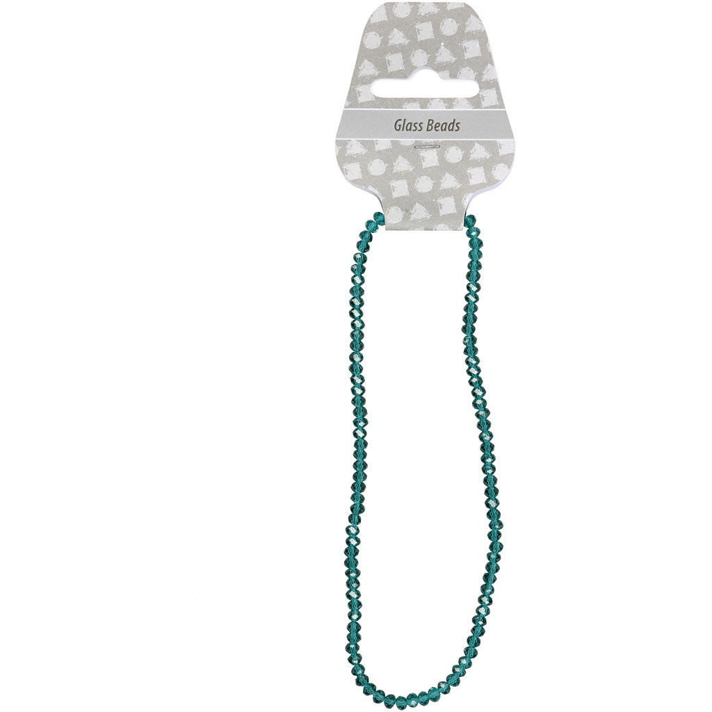 Faceted Beads, size 3x4 mm, hole size 0,8 mm, emerald green, 100 pc/ 1 pack [HOB-61664]