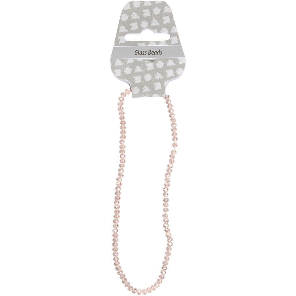 Faceted Beads, size 3x4 mm, hole size 0,8 mm, rose, 100 pc/ 1 pack [HOB-61666]