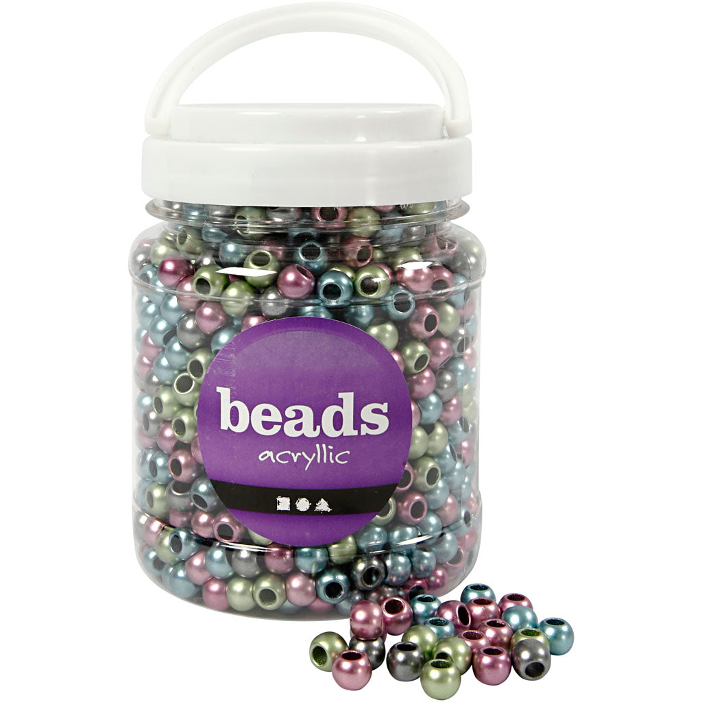 Pony Beads, dia. 10 mm, hole size 4 mm, ca. 1000 pc, 380 g, 700 ml/ 1 tub