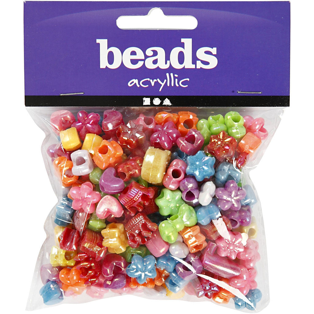 Novelty Beads, dia. 10 mm, hole size 3 mm, ca. 190 pc, 65 g, 125 ml/ 1 pack [HOB-618000]