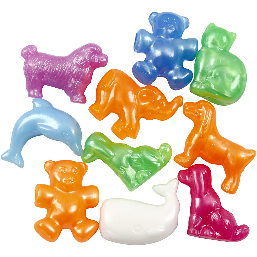 Novelty Shape Beads, size 25 mm, hole size 4 mm, ca. 220 pc, assorted colours, 700 ml/ 1 tub [HOB-61825]