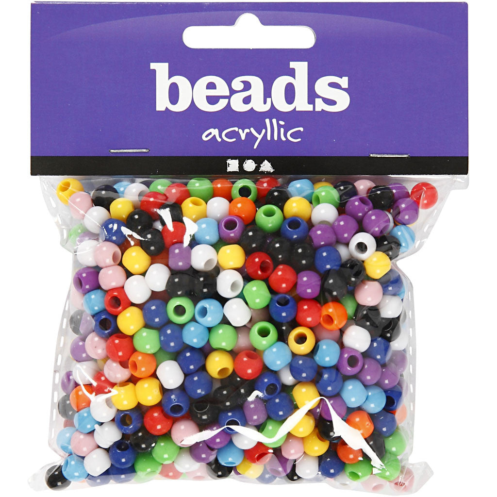 Pony Beads, dia. 6 mm, hole size 3 mm, ca. 600 pc, 75 g, 125 ml/ 1 pack [HOB-618310]