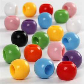 Pony Beads, dia. 10 mm, hole size 4,5 mm, ca. 186 pc, 65 g, 110 ml/ 1 pack [HOB-618350]