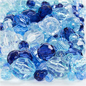 Facet Beads, size 4-12 mm, hole size 1-2,5 mm, ca. 860 pc, blue harmony, 250 g/ 1 pack [HOB-61882]