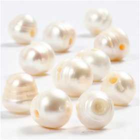 Freshwater Pearls, size 9-11 mm, hole size 2 mm, mother-of-pearl, 10 pc/ 1 pack [HOB-631242]