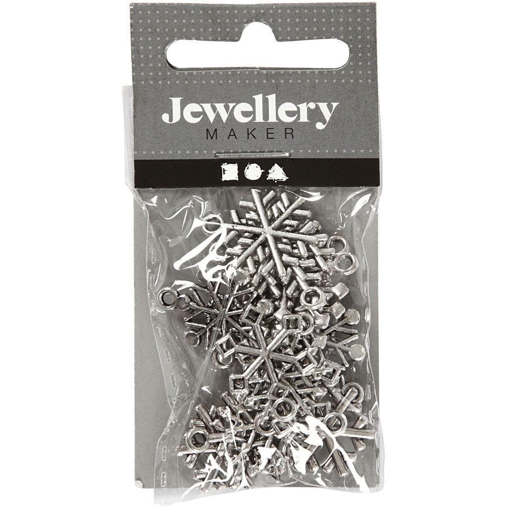 Snowflake, H: 20 mm, hole size 1,5 mm, antique silver, 18 asstd./ 1 pack [HOB-63232]