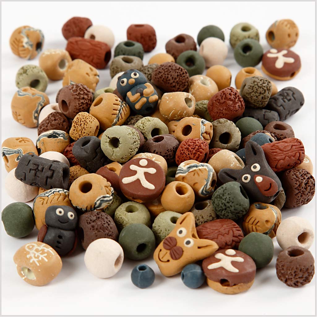Ceramic Beads, size 7-18 mm, hole size 2-4 mm, assorted colours, 300 g