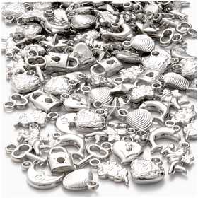 Silver Charms, size 15-20 mm, hole size 3 mm, ca. 200 pc, 80 g/ 1 pack [HOB-63842]